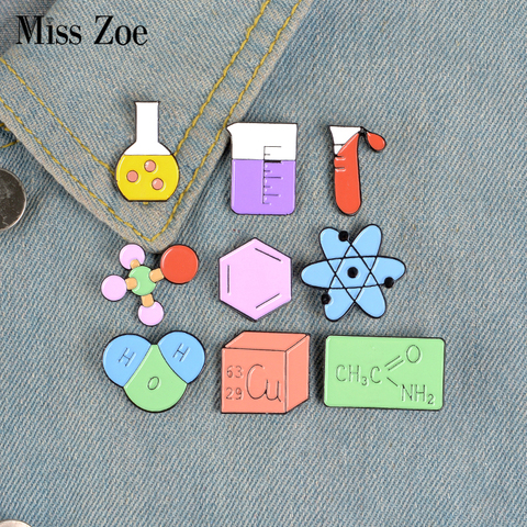 Química Lab-Pin de esmalte personalizado para bolsa, Pin de solapa para ropa, insignia de la equitación química, elemento de estructura Molecular, joyería ► Foto 1/6