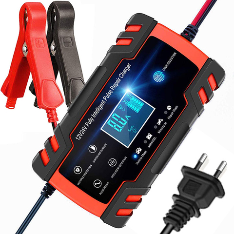 Cargador de reparación de pulso de 12V/8A 24V/4A con pantalla LCD, cargador de batería de motocicleta y coche, cargador de GEL de ciclo profundo AGM de plomo-ácido ► Foto 1/6