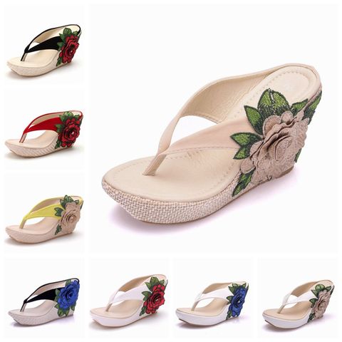 Zapatillas de casa de cristal para mujer, chanclas informales de playa, sandalias de plataforma con cuña, zapatos sexys de tacón alto para verano ► Foto 1/6