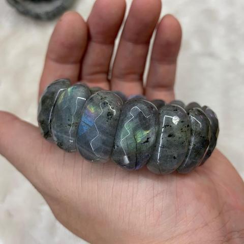 Pulsera de piedra de labradorita Arco Iris para hombre y mujer, brazalete de piedras preciosas naturales, joyería fina, para regalo, venta al por mayor ► Foto 1/6