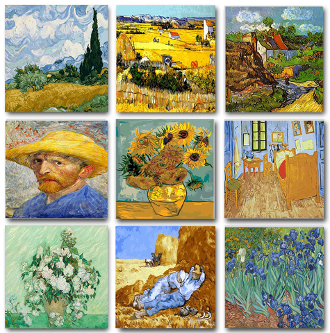 Van Gogh-pintura por números al óleo sobre lienzo, Kits DIY de pintura acrílica, dibujo de paisaje, colorear por número, decoración del hogar ► Foto 1/6