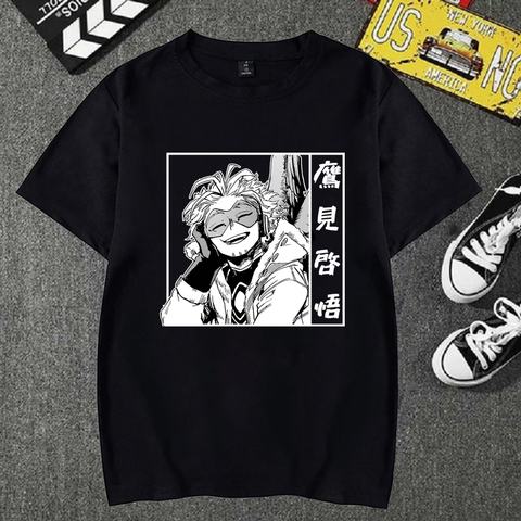 Camiseta de Anime de My Hero Academia Hawks para hombre, camisa de gran tamaño con cuello redondo de Hip-Hop, camisetas casuales japonesas para hombre, camisetas de moda ► Foto 1/5