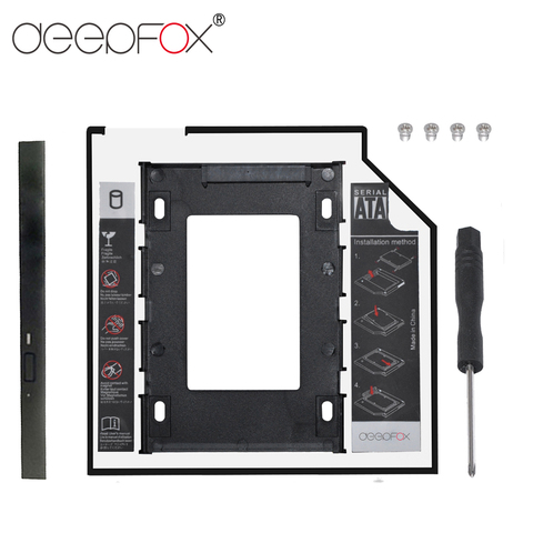 DeepFox-carcasa de aluminio 2 ° HDD Caddy 9,5mm SATA 3,0 para SSD de 2,5 