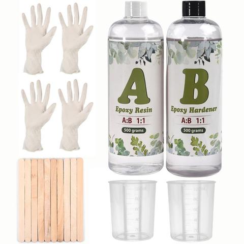 1000g 1:1 AB resina epoxi UV pegamento Kit alta adhesivo de resina cristal transparente para Resina bricolaje joyería de resina ► Foto 1/5