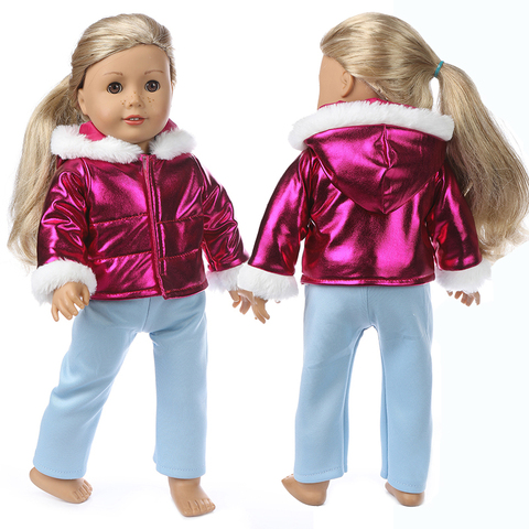 Ropa de muñeca para bebé recién nacido, chaqueta con capucha de Color morado, ropa de muñecas americanas de 18 pulgadas, abrigo de invierno ► Foto 1/6