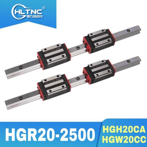 Guías lineales para enrutador CNC, 20mm, HGH20, 2500mm, 2 piezas + bloques de carriles lineales, HGH20CA /HGW20CC, 4 piezas ► Foto 1/6