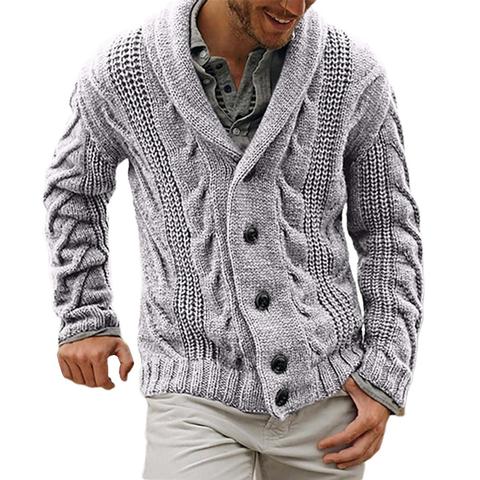 Sudadera con botones para hombre, chaqueta cálida, Jersey de punto de Color sólido para Otoño e Invierno ► Foto 1/6