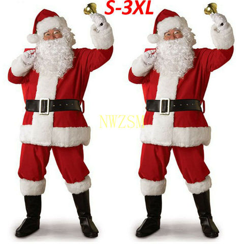 Navidad de Santa Claus traje Cosplay Santa Claus de lujo vestido de Navidad para los hombres 5 unids/lote traje para adultos caliente ► Foto 1/6