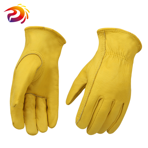 Guantes de trabajo baratos de cuero para jardinería motocicleta de cuero de vaca de grano de seguridad guantes de trabajo para hombres y mujeres Olson Deepak ► Foto 1/6