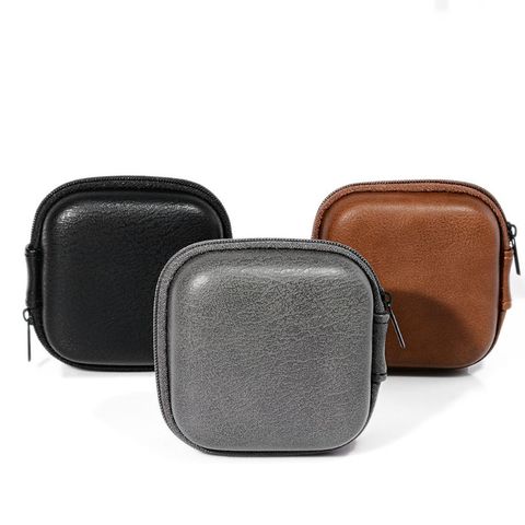 Funda protectora de cuero para auriculares con Bolsa de almacenamiento de Cable de datos USB, Mini audífonos con cremallera, portátil ► Foto 1/6