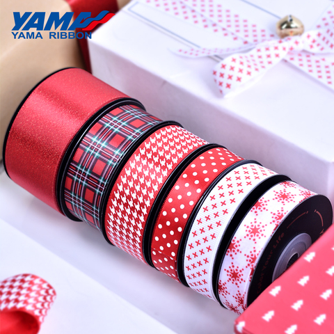 YAMA-Cinta de navidad roja para decoración, artesanía de bricolaje hecha a mano, regalos, 10 yardas/rollo, 16 25 38 mm ► Foto 1/5