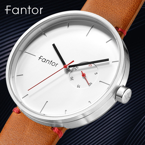 Fantor-reloj minimalista informal para hombre, relojes de pulsera de cuarzo de marca superior, de cuero delgado de alta calidad para hombre ► Foto 1/6