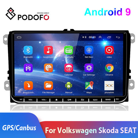 Podofo-Radio Multimedia con GPS para coche, Radio con reproductor, Android 9,0, 9 pulgadas, 2Din, estéreo, para VW, Volkswagen, Golf, Polo, passat b6, B7, Touran ► Foto 1/6