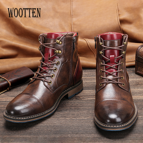 Botas de invierno de talla 8-12 para hombre, zapatos masculinos de la Royal británica, botines de marca Wootten, zapatos martins # AL603C4 ► Foto 1/6