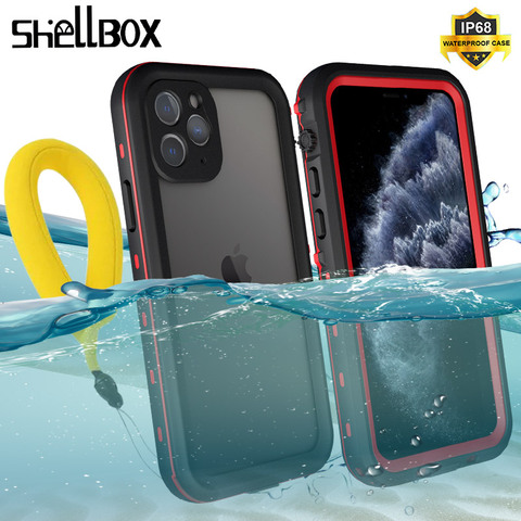 SHELLBOX-funda impermeable para iPhone 11 Pro Max 360, funda protectora a prueba de golpes, para natación, buceo, funda subacuática ► Foto 1/6