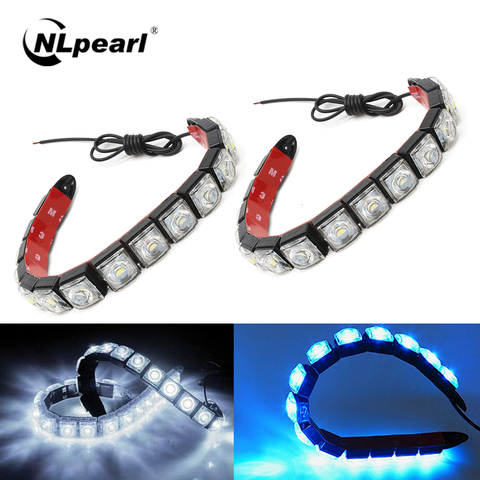 NLpearl-luces de circulación diurna para coche, luces LED DRL brillantes, resistentes al agua, luz diurna, blanca, azul hielo, 12V, 1 par ► Foto 1/6