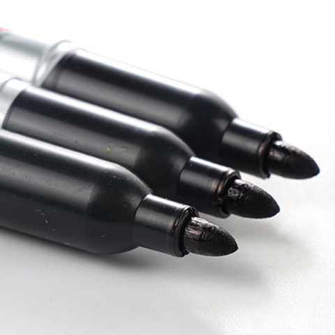 3 unids/lote negro permanente de aceite Marcador muestra bolígrafos para papel de vidrio de Metal Marking Pen Oficina escuela suministros bolígrafo de gran capacidad ► Foto 1/6