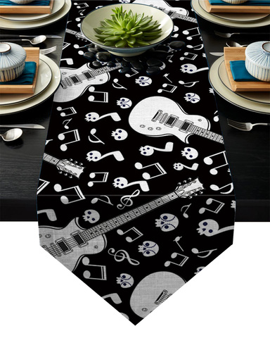 Skull Musical Note Guitar Table Runner Table Flag Home Party Decorative Tablecloth Table Runners for Wedding ► Foto 1/6