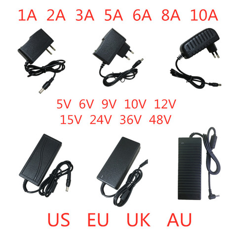 5V 6V 9V 10V 12V 15V 24V 36V 48V 48V 1A 2A 3A 5A 6A 8A 10A AC/DC adaptador de interruptor de cargador de fuente de alimentación de la UE nos tiras de luz LED CCTV ► Foto 1/5