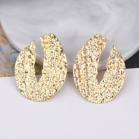 Oval grande pendientes gota de agua para las mujeres de Color oro textura de Metal Brincos geométrica Bud forma exagerada oído venta al por mayor de joyería ► Foto 1/6