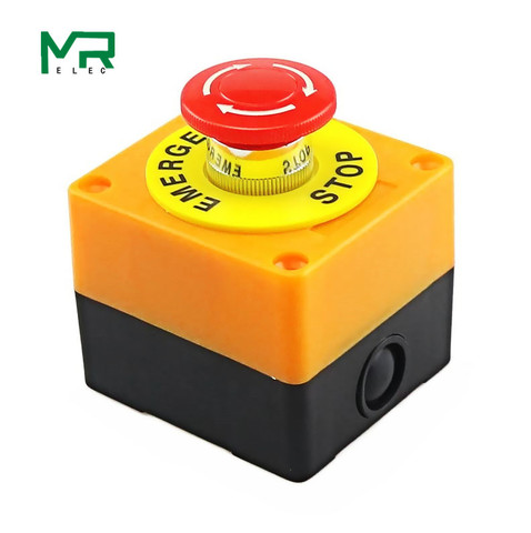 1 piezas Pieza de plástico Shell señal roja botón interruptor DPST seta parada de emergencia botón AC 660 V 10A NO + NC LAY37-11ZS ► Foto 1/6