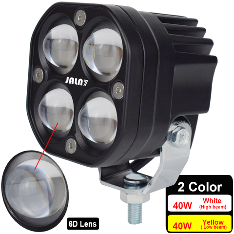 JALN7-faro LED de 40W para coche, Bombilla para motocicleta, lente 6D, camión, ATV, UTV, lámpara antiniebla blanca y amarilla, DC12V, 24V, 6000K, 3000K, SUV ► Foto 1/6