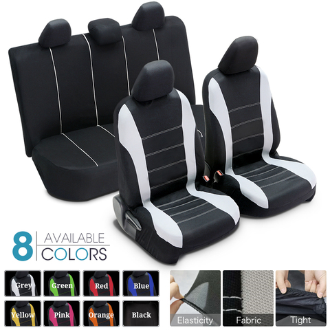 Funda para asiento de coche, airbag compatible, tela de ventilación, protección de cojines, accesorios interiores universales, para la mayoría de los coches, 5/7 asientos ► Foto 1/6