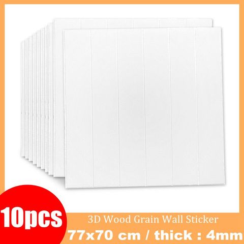 Papel tapiz de grano de madera 3D, pegatinas de decoración de pared para el hogar, suave, anticolisión, impermeable, autoadhesivo, plegable, 10 Uds. ► Foto 1/6