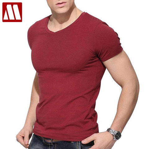 Camisetas de algodón para hombre, camisa básica de alta calidad, cuello en V, de talla grande, a 5xl, de verano, Envío Gratis ► Foto 1/6