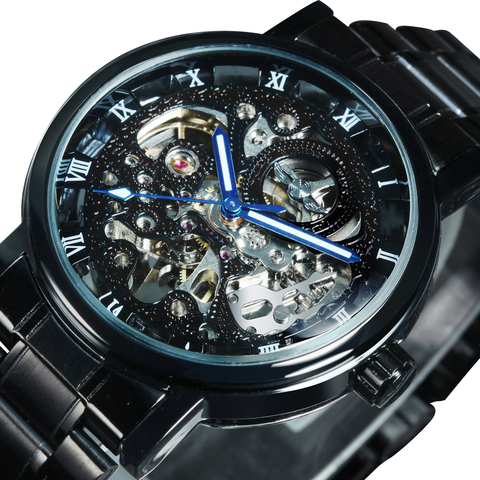 WINNER-Reloj de pulsera de acero inoxidable para hombre, accesorio masculino con mecanismo automático de esqueleto mecánico y correa de lujo de la mejor marca, a la moda ► Foto 1/6