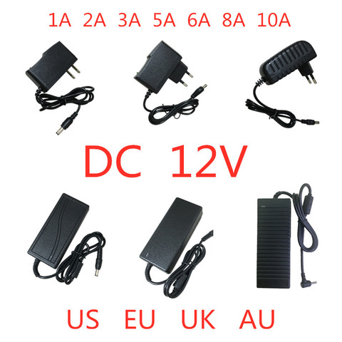 AC 100V-240V DC 12 V 1A 2A 3A 5A 6A 8A 10A adaptador de fuente de alimentación 12 V voltios transformador de iluminación para tira de luz LED CCTV ► Foto 1/6