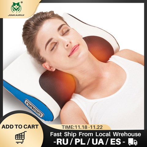 Almohada de masaje multifuncional infrarroja para espalda y cuello, masajeador de Shiatsu, masajeador Cervical saludable ► Foto 1/6