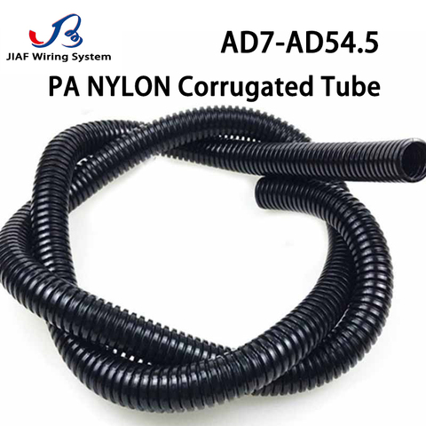 JIAF-funda protectora de Cable de tubo corrugado negro, fuelle de alta dureza, nailon PA6 de 1-5 metros, AD10/13/15.8/25/28.5/34.5 ► Foto 1/6