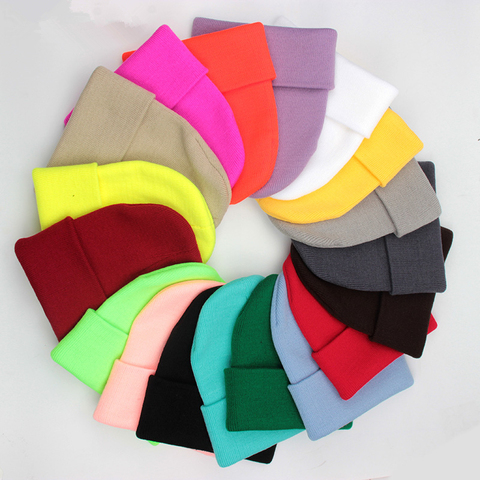 Gorro Unisex liso, Otoño Invierno, mezcla de lana, Gorro tejido suave y cálido para hombres y mujeres, gorros, gorros de esquí, gorros de 24 colores ► Foto 1/6