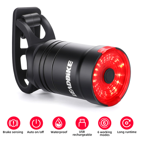 LEADBIKE-luz trasera de bicicleta inteligente, linterna IPX6 con sensor de freno, recargable vía USB, Accesorios para ciclismo de montaña ► Foto 1/6