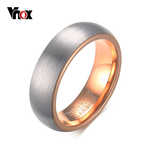 Vnox Dome Cepillado De Carburo De Tungsteno Anillo de Bodas Band Oro Rosa de color para Los Hombres ► Foto 1/6