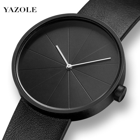 YAZOLE-reloj de cuarzo minimalista para hombre, cronógrafo ultrafino, sencillo, con correa de cuero, para negocios, kol saati ► Foto 1/6