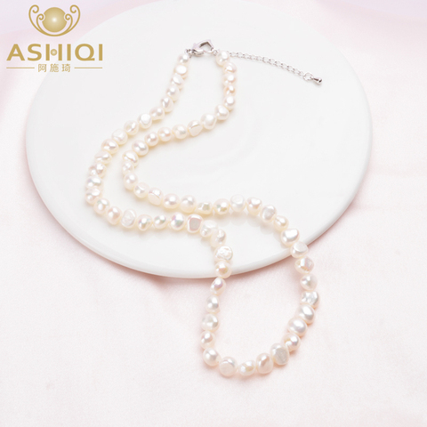 ASHIQI-collar de perlas naturales de agua dulce para mujer, joyería barroca de la perla Vintage para mujer, regalos para el nuevo año 2022 ► Foto 1/6