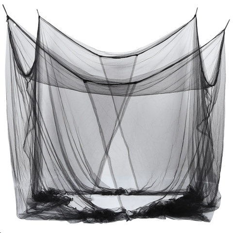 Toldo de malla para cama de 4 esquinas, mosquitera para cama tamaño Queen/King, 190x210x240cm (negro) ► Foto 1/6