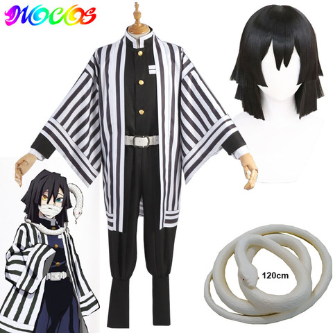 DIOCOS Anime demonio asesino Kimetsu No Yaiba Iguro Obanai pelucas de Cosplay disfraces blanco accesorios de serpiente ► Foto 1/6