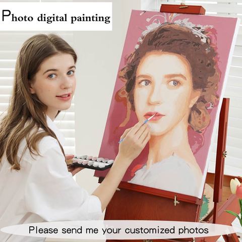 Pintura al óleo DIY de foto personalizada, dibujo por números, lienzo para colorear por números, Acrílico ► Foto 1/6