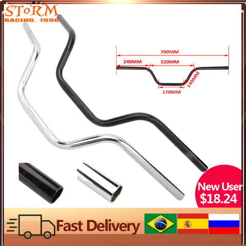 Motocicleta 22mm * 700mm Cromo Negro Retro Drag Handlebar Bar volante para Harley Honda Yamaha Sportster cafe Racer ► Foto 1/6