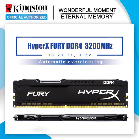 Kingston-memoria RAM de escritorio HyperX FURY DDR4, 2666MHz, 8GB, 2400MHz, 16GB, 3200MHz, DIMM, 288 Pines, para juegos ► Foto 1/6
