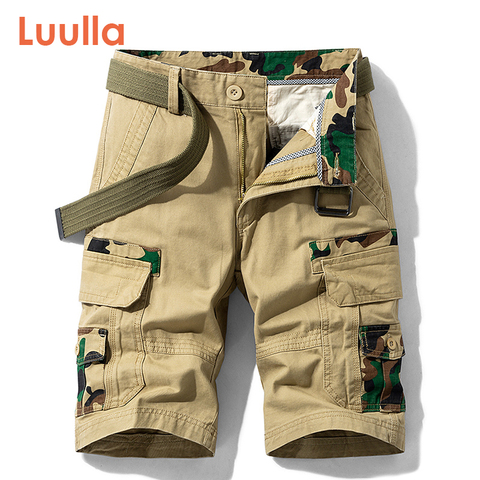 Luulla hombres 2022 novedad de verano Casual Vintage clásico bolsillos pantalones cortos de los hombres prendas de vestir de moda de sarga de algodón camuflaje pantalones cortos hombres ► Foto 1/6