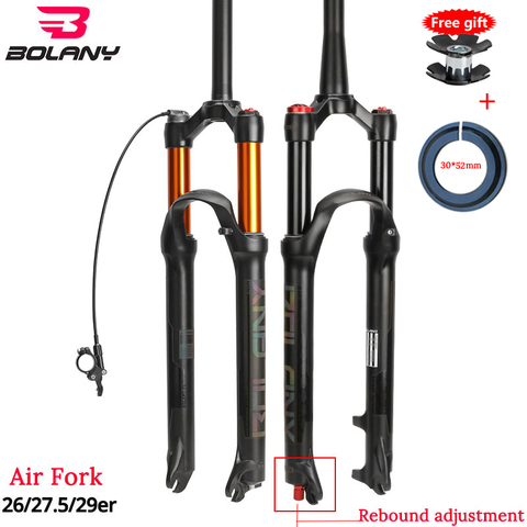 Bolany MTB bicicleta aire tenedor suspensión rebote ajuste 26/27 5/29er cerradura recta cónica montaña tenedor para accesorios de bicicleta ► Foto 1/6