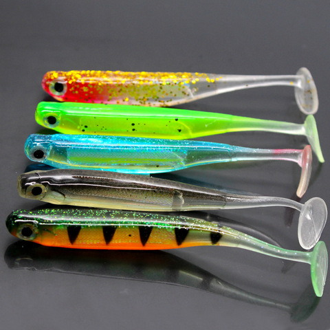 5 unids/lote Jigging Wobblers señuelo de pesca 9cm 7cm 2g 5g shad T-cola cebo blando Aritificial de silicona señuelos bajo aparejo de pesca de Lucio ► Foto 1/6