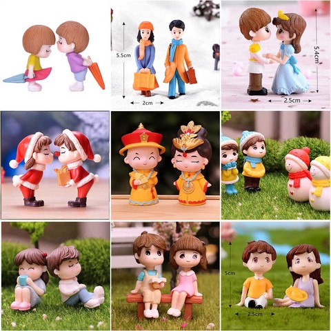 Figuras de parejas en miniatura para amantes, artesanía para niño y niña, adorno de princesa, Hada, boda, regalo de San Valentín, terrario, decoración del hogar ► Foto 1/6