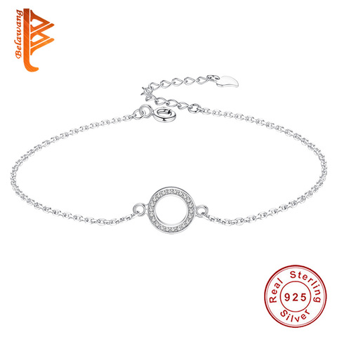 BELAWANG-pulsera de plata de ley 925 con Zirconia cúbica, brazalete con abalorios de círculo redondo ► Foto 1/6