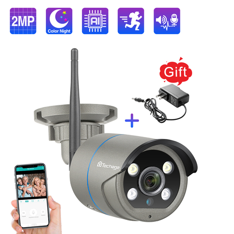 Techage Wifi cámara inalámbrica cámara CCTV IP 1080P visión en noche y con Video de Audio TF tarjeta de registro de seguridad CCTV vigilancia iCsee ► Foto 1/6