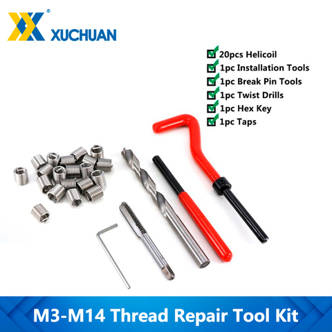 Juego de herramientas de reparación de roscas, Kit de 25 uds. De brocas para restauración de roscas dañadas, M3/M4/M5/M6/M7/M8/M10/M12/M14 ► Foto 1/6